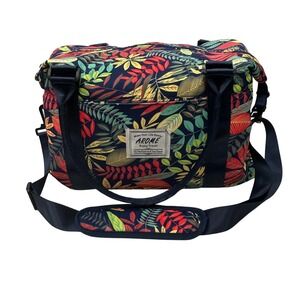 AROME Tropical Leaf Duffel Bag Navy Blue Weekender Travel Carry On‎ Gym Boho